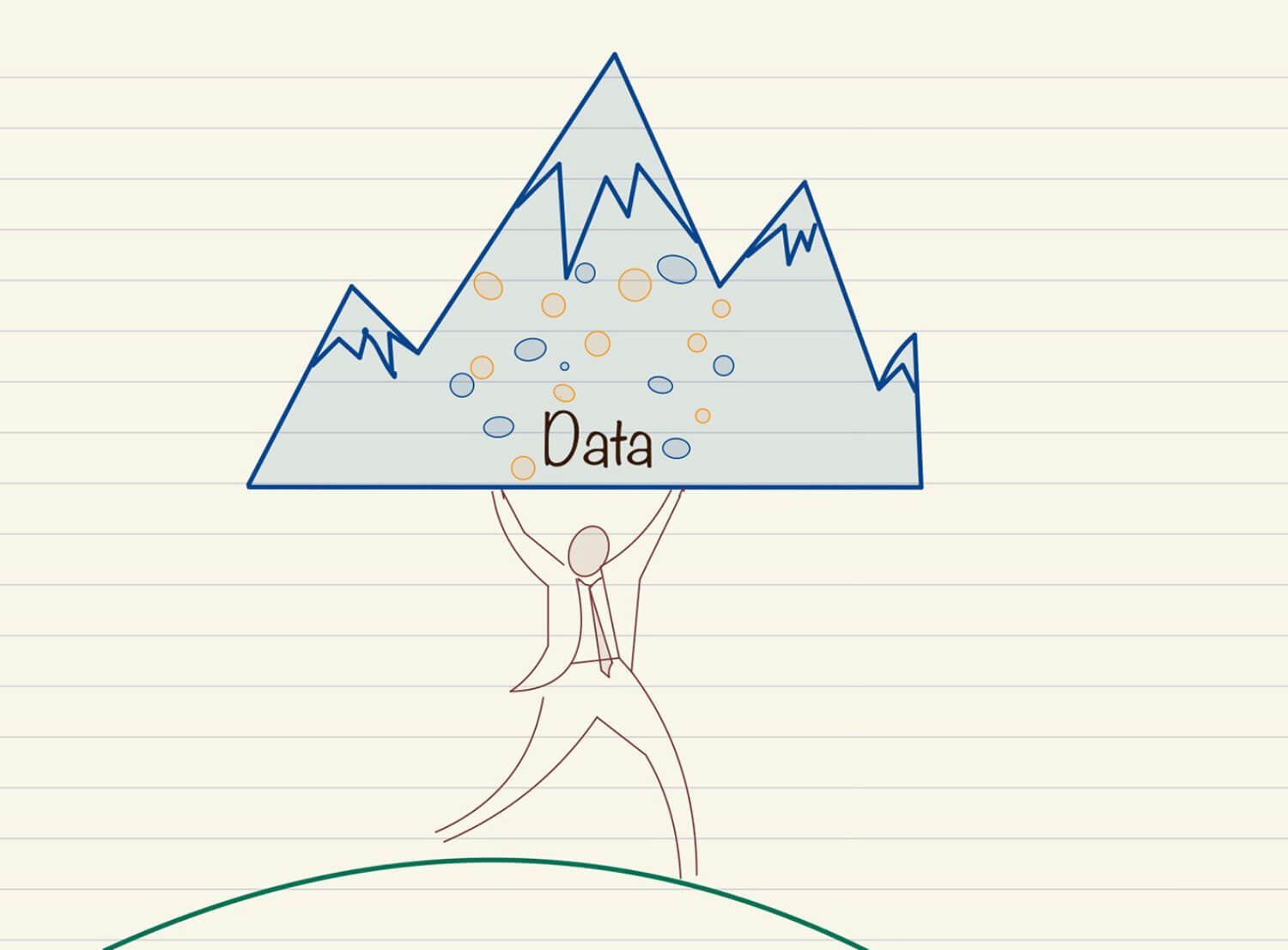 Uomo che Solleva una Montagna di Dati: Affronta le Sfide dell'Informazione